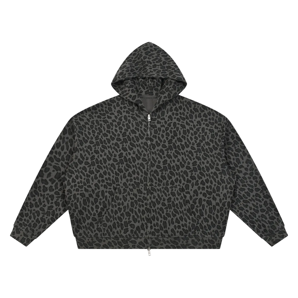The Leopard Waffle Zip Up