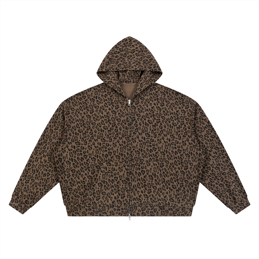 The Leopard Waffle Zip Up